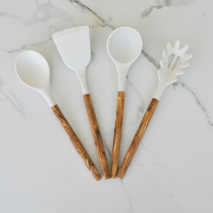 Olive Wood and Silicone Utensils