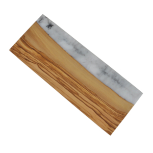 Olive Wood and White Marbled Resin Board